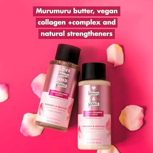 Love Beauty and Planet Vegan Collagen Feuchtigkeitsshampoo Murumurubutter & Rose 4er-Pack für coloriertes Haar, 400 ml