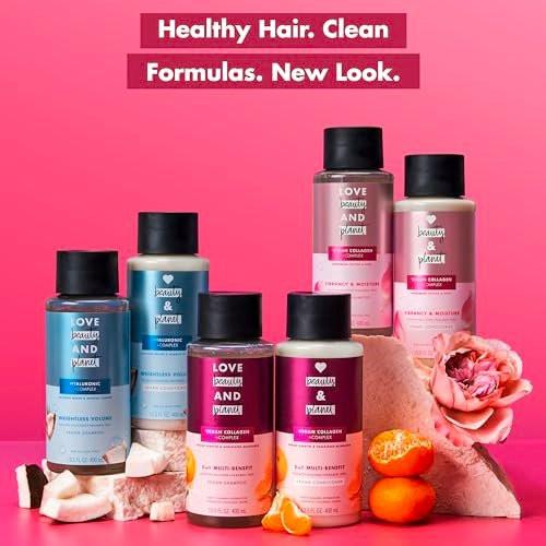 Love Beauty and Planet Vegan Collagen Feuchtigkeitsshampoo Murumurubutter & Rose 4er-Pack für coloriertes Haar, 400 ml