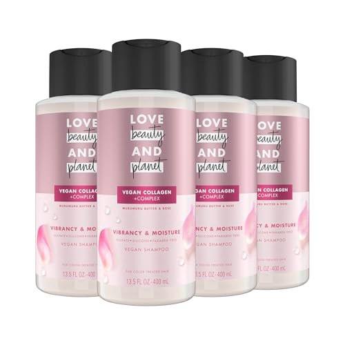 Love Beauty and Planet Vegan Collagen Feuchtigkeitsshampoo Murumurubutter & Rose 4er-Pack für coloriertes Haar, 400 ml