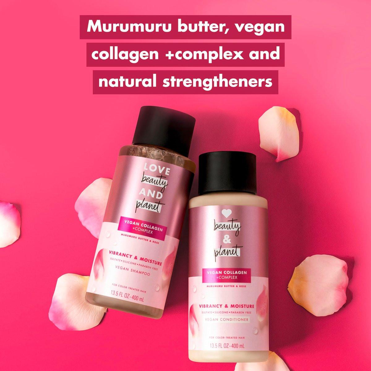 Love Beauty and Planet Vegan Collagen Feuchtigkeitsshampoo Murumurubutter & Rose 4er-Pack für coloriertes Haar, 400 ml