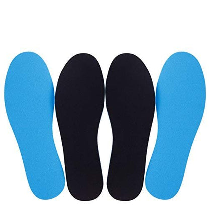 Amitataha 2 Paar Atmungsaktive Einlegesohlen, Superweiche, Schweißabsorbierende, Doppelfarbige und Doppelschichtige Schaumstoff-Schuheinlagen für Jede Schuhgröße (Blau/Schwarz, 9.5-12 Damen/8-9 Herren)
