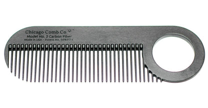 Chicago Comb Model 2 Carbon Fiber Kamm – Antistatisch, feinzinkig, 10 cm, hergestellt in USA – für dünneres Haar, Bart & Schnurrbart