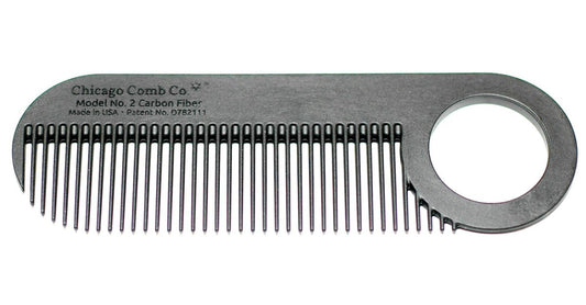 Chicago Comb Model 2 Carbon Fiber Kamm – Antistatisch, feinzinkig, 10 cm, hergestellt in USA – für dünneres Haar, Bart & Schnurrbart