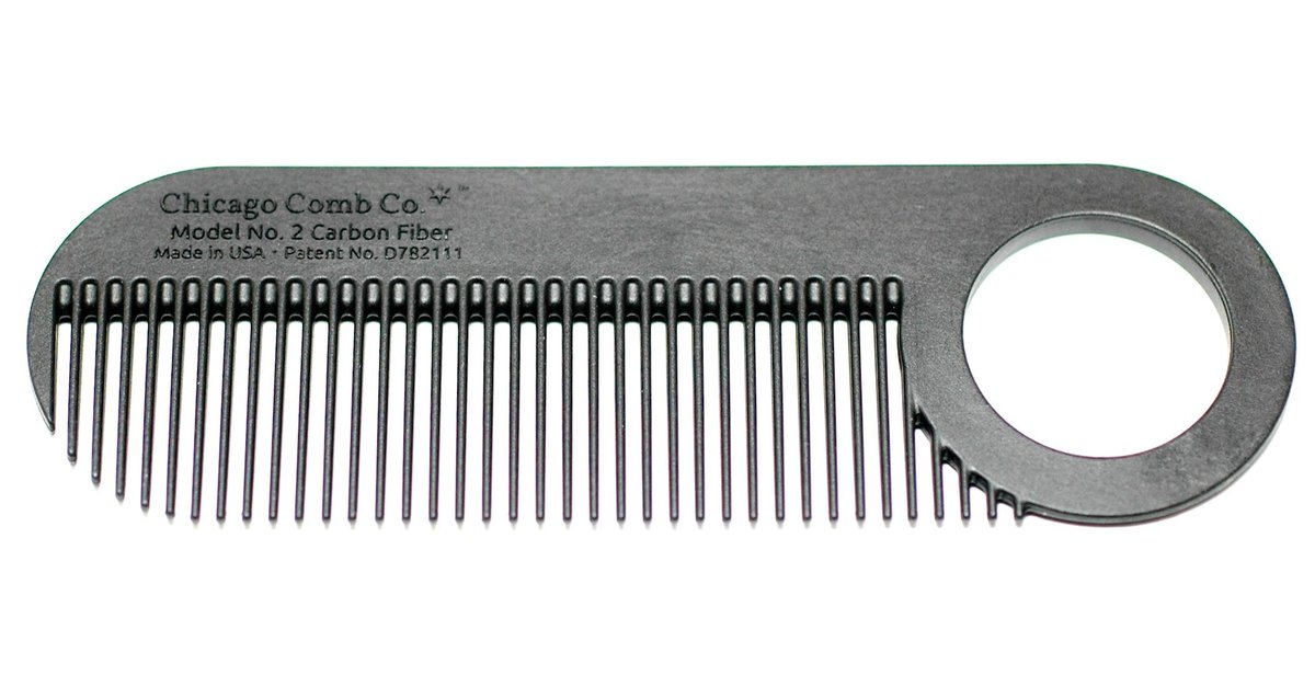 Chicago Comb Model 2 Carbon Fiber Kamm – Antistatisch, feinzinkig, 10 cm, hergestellt in USA – für dünneres Haar, Bart & Schnurrbart