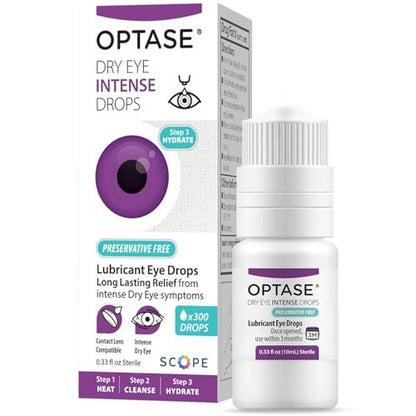 OPTASE Trockene Augen Intensivtropfen - Konservierungsmittelfreie Augentropfen - Mehrdosenflasche - Schritt 3 Hydratisieren - 10 ml, 300 Dosen