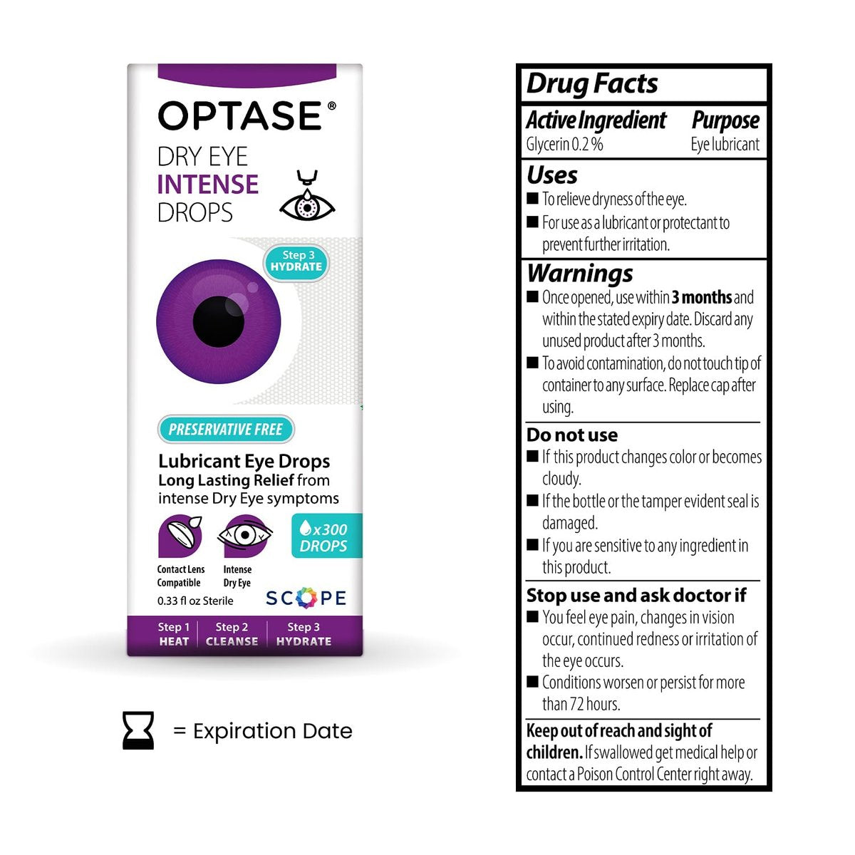OPTASE Trockene Augen Intensivtropfen - Konservierungsmittelfreie Augentropfen - Mehrdosenflasche - Schritt 3 Hydratisieren - 10 ml, 300 Dosen