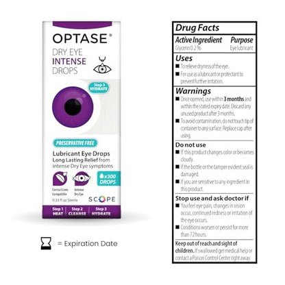 OPTASE Trockene Augen Intensivtropfen - Konservierungsmittelfreie Augentropfen - Mehrdosenflasche - Schritt 3 Hydratisieren - 10 ml, 300 Dosen