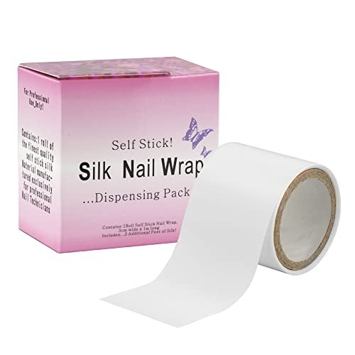 Chrontier Seiden-Nagelwickel – Selbstklebende Reparaturbandage für UV-Gel und Acryl-Nagelverlängerungen, professionelles Maniküre-Werkzeug (Weiß, 1,2" x 39,4")