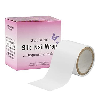 Chrontier Seiden-Nagelwickel – Selbstklebende Reparaturbandage für UV-Gel und Acryl-Nagelverlängerungen, professionelles Maniküre-Werkzeug (Weiß, 1,2" x 39,4")