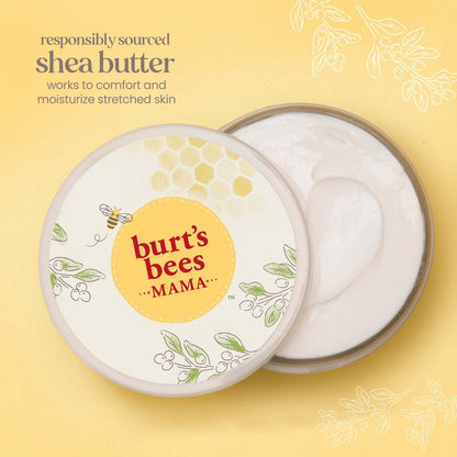 Burt's Bees Mama Bauchbutter - Dehnungsstreifen Creme für Schwangerschaftsmassagen, Körperpflege & Reduziert Narbenbildung, Prä- & Postnatale Hautpflege, Sheabutter & Vitamin E Formel, 6,5 Unzen (3er Pack)