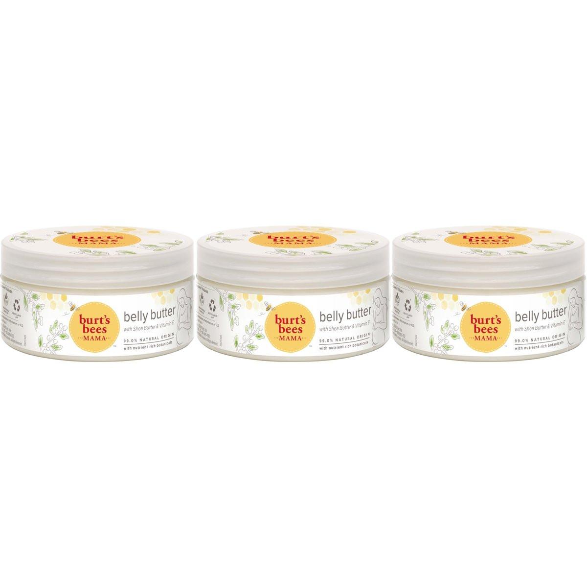 Burt's Bees Mama Bauchbutter - Dehnungsstreifen Creme für Schwangerschaftsmassagen, Körperpflege & Reduziert Narbenbildung, Prä- & Postnatale Hautpflege, Sheabutter & Vitamin E Formel, 6,5 Unzen (3er Pack)