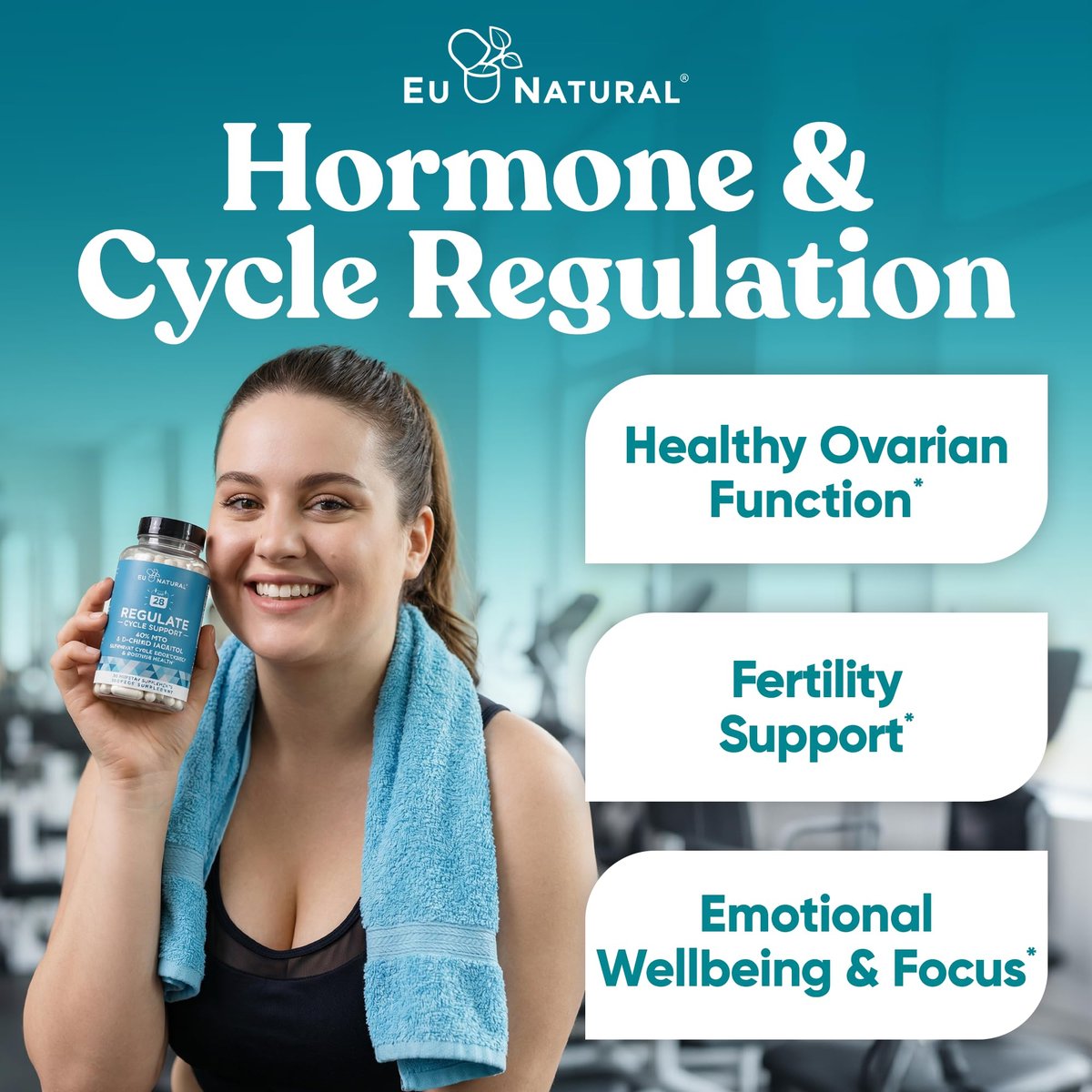 Regulate Cycle Support – Hormonbalance für Frauen mit optimalem 40:1 Myo-Inositol 2000 mg & D-Chiro Inositol 50 mg – Nahrungsergänzungsmittel für Zyklusregelmäßigkeit, Menstruations- & Eisprungunterstützung – 120 vegane Kapseln