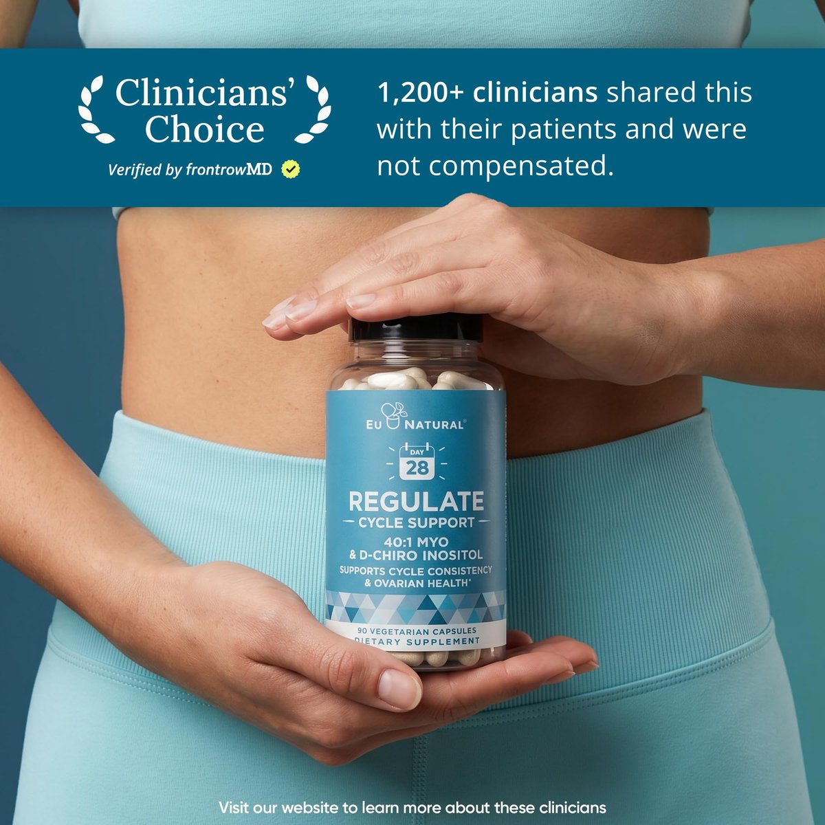Regulate Cycle Support – Hormonbalance für Frauen mit optimalem 40:1 Myo-Inositol 2000 mg & D-Chiro Inositol 50 mg – Nahrungsergänzungsmittel für Zyklusregelmäßigkeit, Menstruations- & Eisprungunterstützung – 120 vegane Kapseln