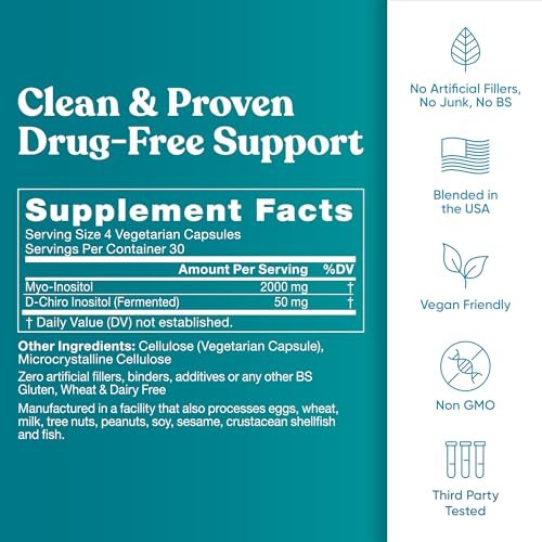 Regulate Cycle Support – Hormonbalance für Frauen mit optimalem 40:1 Myo-Inositol 2000 mg & D-Chiro Inositol 50 mg – Nahrungsergänzungsmittel für Zyklusregelmäßigkeit, Menstruations- & Eisprungunterstützung – 120 vegane Kapseln