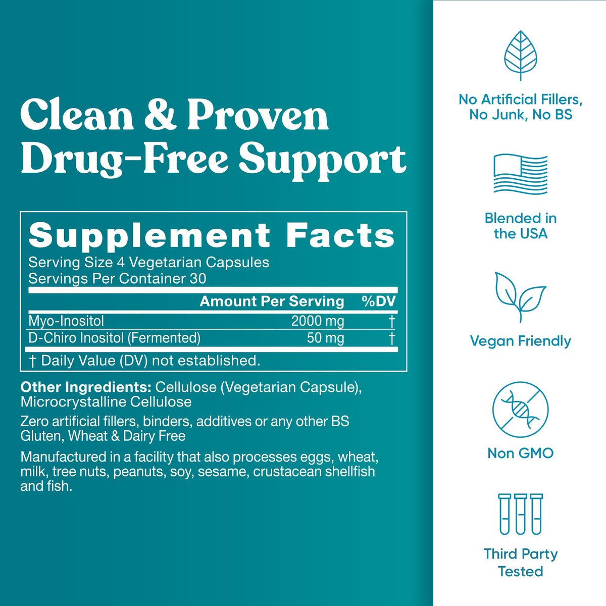 Regulate Cycle Support – Hormonbalance für Frauen mit optimalem 40:1 Myo-Inositol 2000 mg & D-Chiro Inositol 50 mg – Nahrungsergänzungsmittel für Zyklusregelmäßigkeit, Menstruations- & Eisprungunterstützung – 120 vegane Kapseln