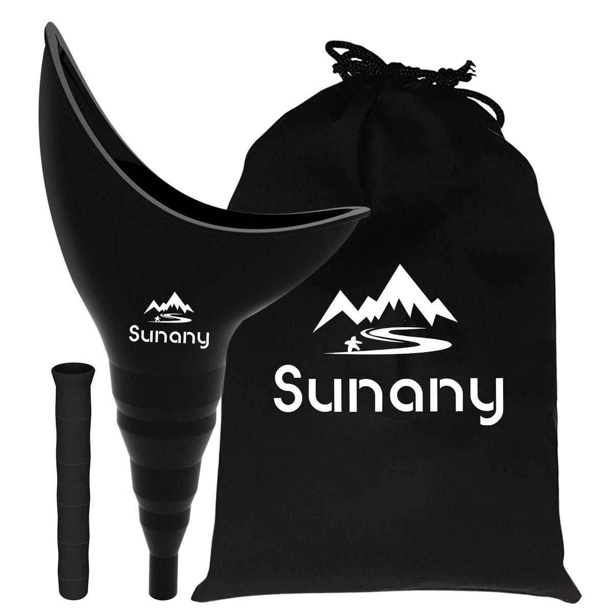 Sunany Damen Urinal, Wiederverwendbarer Silikon Urintrichter für Frauen, Ermöglicht Urinieren im Stehen, Perfekt für den Innenbereich (Schwarz)