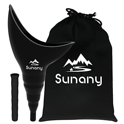 Sunany Damen Urinal, Wiederverwendbarer Silikon Urintrichter für Frauen, Ermöglicht Urinieren im Stehen, Perfekt für den Innenbereich (Schwarz)