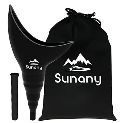 Sunany Damen Urinal, Wiederverwendbarer Silikon Urintrichter für Frauen, Ermöglicht Urinieren im Stehen, Perfekt für den Innenbereich (Schwarz)