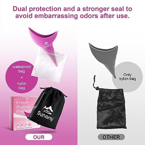Sunany Damen-Urinal, wiederverwendbarer Silikon-Pinkelfunnel für Frauen, ermöglicht stehendes Urinieren, ideal für den Innenbereich (Pink)
