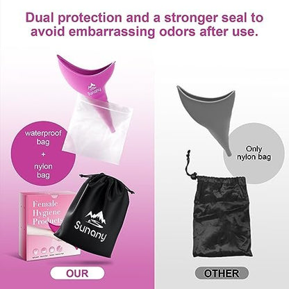 Sunany Damen-Urinal, wiederverwendbarer Silikon-Pinkelfunnel für Frauen, ermöglicht stehendes Urinieren, ideal für den Innenbereich (Pink)