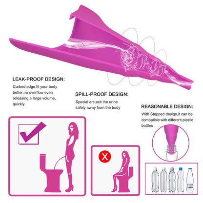 Sunany Damen-Urinal, wiederverwendbarer Silikon-Pinkelfunnel für Frauen, ermöglicht stehendes Urinieren, ideal für den Innenbereich (Pink)