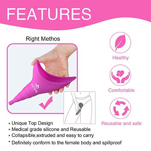 Sunany Damen-Urinal, wiederverwendbarer Silikon-Pinkelfunnel für Frauen, ermöglicht stehendes Urinieren, ideal für den Innenbereich (Pink)