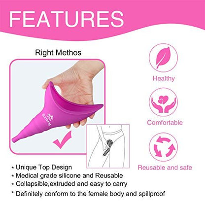 Sunany Damen-Urinal, wiederverwendbarer Silikon-Pinkelfunnel für Frauen, ermöglicht stehendes Urinieren, ideal für den Innenbereich (Pink)