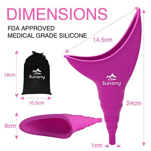Sunany Damen-Urinal, wiederverwendbarer Silikon-Pinkelfunnel für Frauen, ermöglicht stehendes Urinieren, ideal für den Innenbereich (Pink)