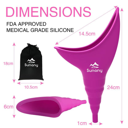 Sunany Damen-Urinal, wiederverwendbarer Silikon-Pinkelfunnel für Frauen, ermöglicht stehendes Urinieren, ideal für den Innenbereich (Pink)