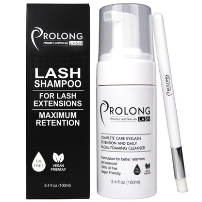 Wimpernverlängerungs-Shampoo & Bürste - Große 100ml Flasche - Sanfter Reinigungsschaum für Wimpernverlängerungen und Naturwimpern - Sicherer täglicher Make-up-Entferner - Paraben- & sulfatfrei - Für Salon & Zuhause
