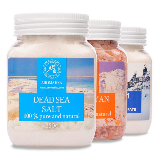 Badesalz Set 42 Unzen – Epsom Salz, Himalaya Rosa Salz, Totes Meer Salz – 100% rein & natürlich – Bestens geeignet für guten Schlaf, Schönheit, Baden, Körperpflege, Wellness, Entspannung, Aromatherapie, Spa