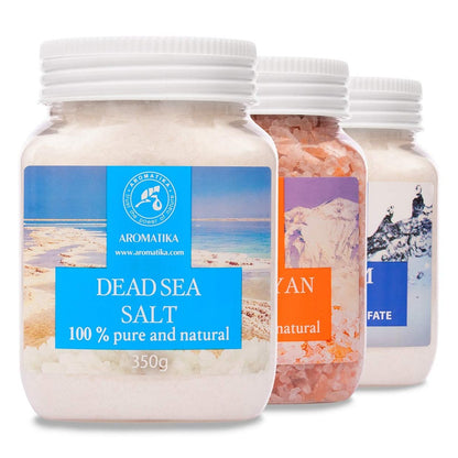 Badesalz Set 42 Unzen – Epsom Salz, Himalaya Rosa Salz, Totes Meer Salz – 100% rein & natürlich – Bestens geeignet für guten Schlaf, Schönheit, Baden, Körperpflege, Wellness, Entspannung, Aromatherapie, Spa