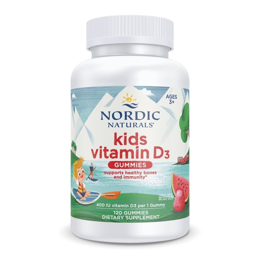 Nordic Naturals Vitamin D3 Gummies für Kinder, Wild Watermelon Splash – 120 Gummis – 400 IE Vitamin D3 – Knochengesundheit, gesundes Immunsystem – Nicht-GMO, vegetarisch – 120 Portionen