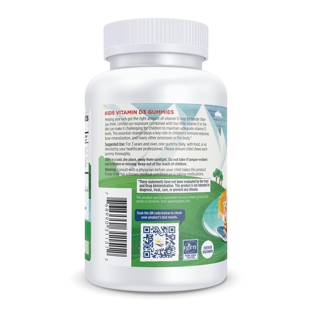 Nordic Naturals Vitamin D3 Gummies für Kinder, Wild Watermelon Splash – 120 Gummis – 400 IE Vitamin D3 – Knochengesundheit, gesundes Immunsystem – Nicht-GMO, vegetarisch – 120 Portionen