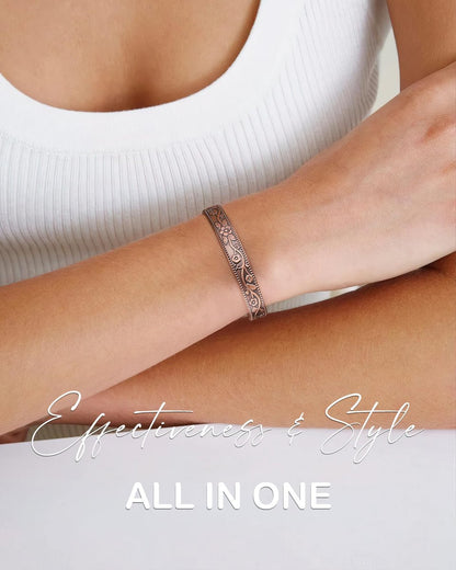 Feraco Kupferarmband für Damen – Ultra starkes Magnetarmband, 99,99 % reines Kupfer, verstellbar, Vintage-Blumenkollektion