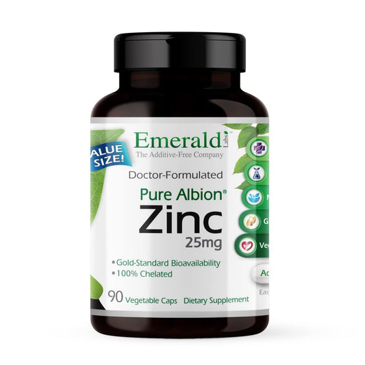 EMERALD LABS Zink 25mg – Immununterstützung, Verdauungsgesundheit, Schutz vor oxidativem Stress – mit Zinkbisglycinat – vegan & glutenfrei – 90 pflanzliche Kapseln