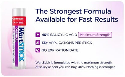 WartStick Maximum Strength Salicylsäure Feststift Warzenentferner für gewöhnliche und plantare Warzen, 2er Pack, 11,3 g