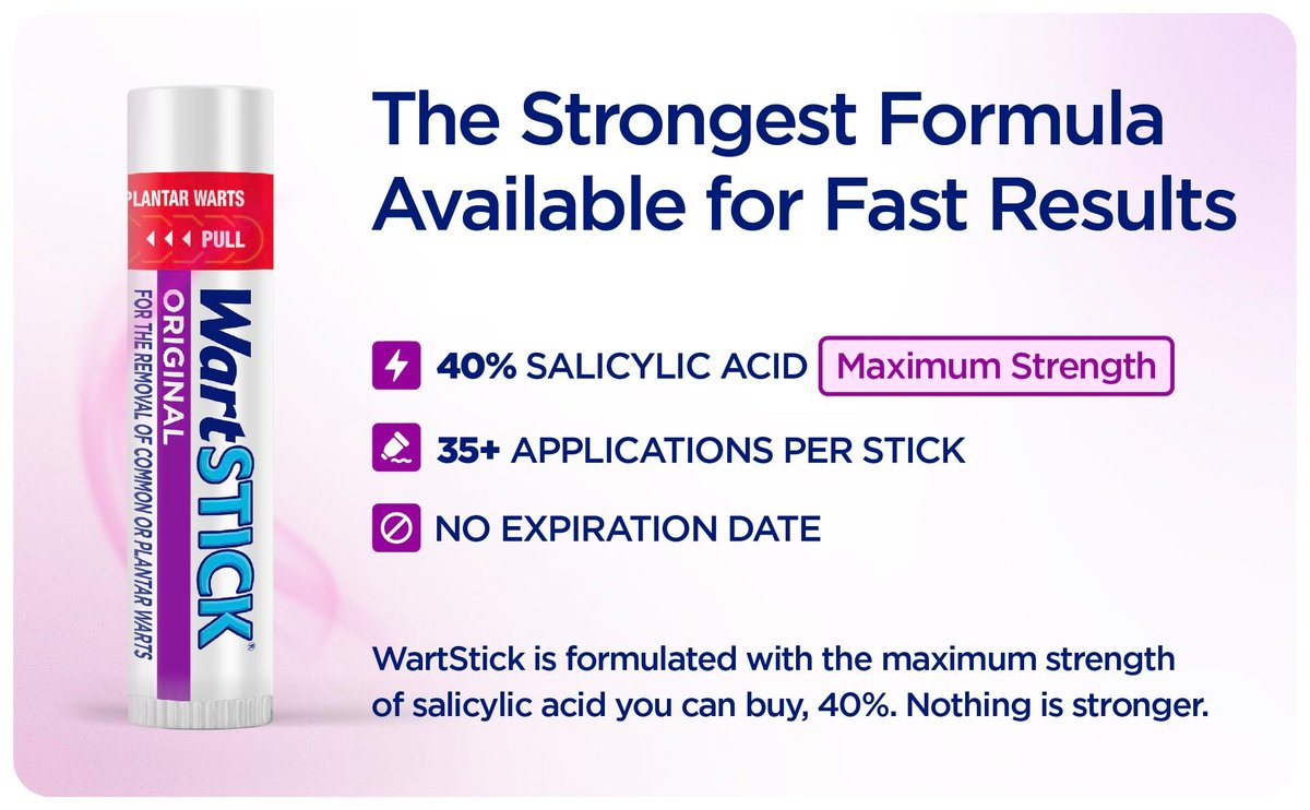 WartStick Maximum Strength Salicylsäure Feststift Warzenentferner für gewöhnliche und plantare Warzen, 2er Pack, 11,3 g