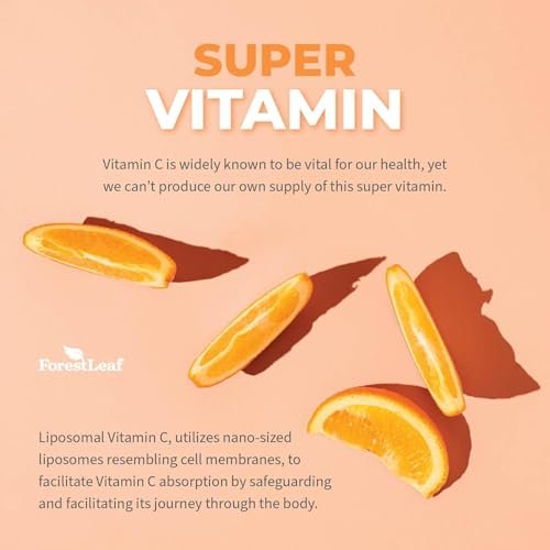 ForestLeaf Liposomales Vitamin C 1400mg Kapseln - Hochdosiertes Vitamin C mit Kokosöl-Fettsäuren für schnelle Aufnahme - Unterstützt Immunsystem, Antioxidans, Kollagenproduktion - 120 vegane Kapseln