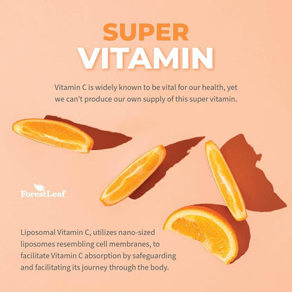 ForestLeaf Liposomales Vitamin C 1400mg Kapseln - Hochdosiertes Vitamin C mit Kokosöl-Fettsäuren für schnelle Aufnahme - Unterstützt Immunsystem, Antioxidans, Kollagenproduktion - 120 vegane Kapseln