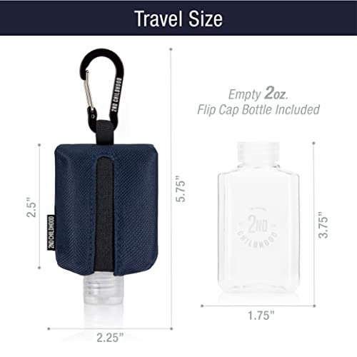 2nd Childhood Handdesinfektionsmittel Schlüsselanhänger – Nachfüllbare 2 oz Flasche mit Clip-On Halter – Tragbares Desinfektionsmittel Etui für Handtasche, Rucksack, Sporttasche
