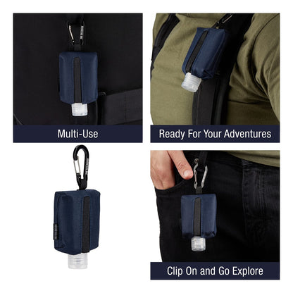 2nd Childhood Handdesinfektionsmittel Schlüsselanhänger – Nachfüllbare 2 oz Flasche mit Clip-On Halter – Tragbares Desinfektionsmittel Etui für Handtasche, Rucksack, Sporttasche