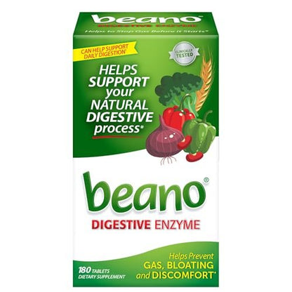 Beano Verdauungsenzyme – Beugt Blähungen & Völlegefühl vor – 180 Tabletten