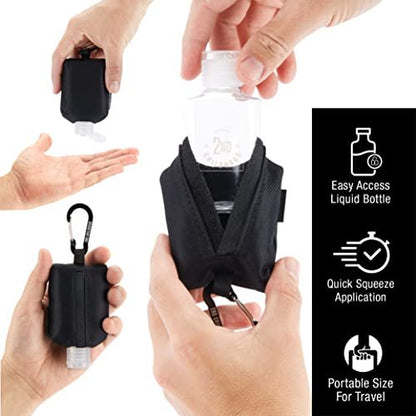 2nd Childhood Reise-Handdesinfektionsmittel Schlüsselanhänger – Nachfüllbare 2 oz Flasche mit Clip-On Halter – Tragbare Desinfektionsmittelbox für Handtasche, Rucksack, Sporttasche