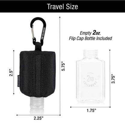 2nd Childhood Reise-Handdesinfektionsmittel Schlüsselanhänger – Nachfüllbare 2 oz Flasche mit Clip-On Halter – Tragbare Desinfektionsmittelbox für Handtasche, Rucksack, Sporttasche