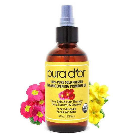 PURA D'OR Bio Nachtkerzenöl (120 ml) – 100% reines, kaltgepresstes Trägeröl mit essentiellen Fettsäuren & Antioxidantien – Feuchtigkeitsspendend, regenerierend, pflegend – für Haut, Haare & Gesicht