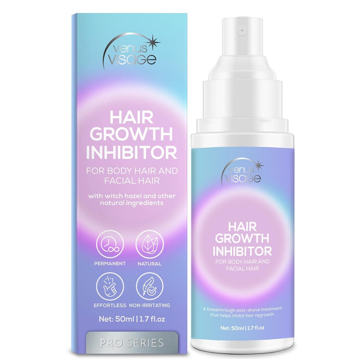 VENUS VISAGE Haarwuchshemmer 50ml – Verbesserte Formel für Körper, Gesicht, Arme, Achseln und Beine – Für Männer und Frauen