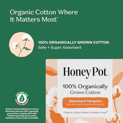 The Honey Pot Company - Multipack Tampons mit Bio-Kunststoff-Applikator - 100% Bio-Baumwollkern - Regular & Super Saugstärke - Duftneutral - Damenhygiene - 18 Stück