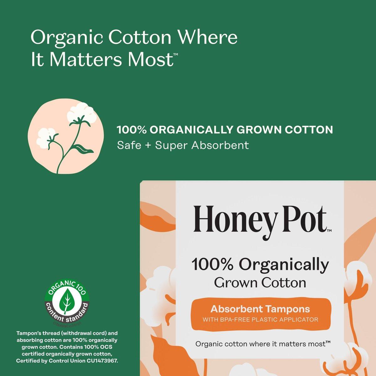 The Honey Pot Company - Multipack Tampons mit Bio-Kunststoff-Applikator - 100% Bio-Baumwollkern - Regular & Super Saugstärke - Duftneutral - Damenhygiene - 18 Stück