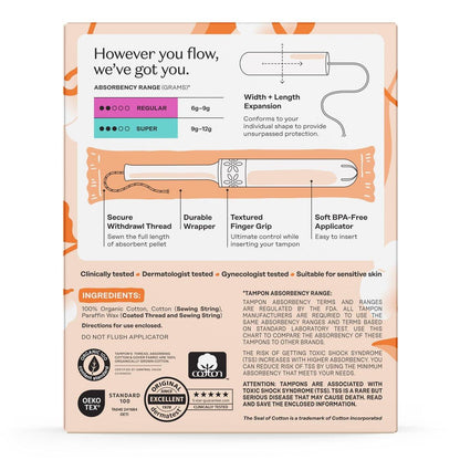 The Honey Pot Company - Multipack Tampons mit Bio-Kunststoff-Applikator - 100% Bio-Baumwollkern - Regular & Super Saugstärke - Duftneutral - Damenhygiene - 18 Stück